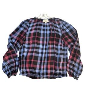 Anthropologie Cloth and Stone Plaid Long sleeve Peasant top Small